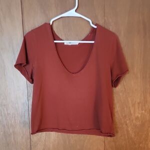 Women's Rust V-neck Crop Top